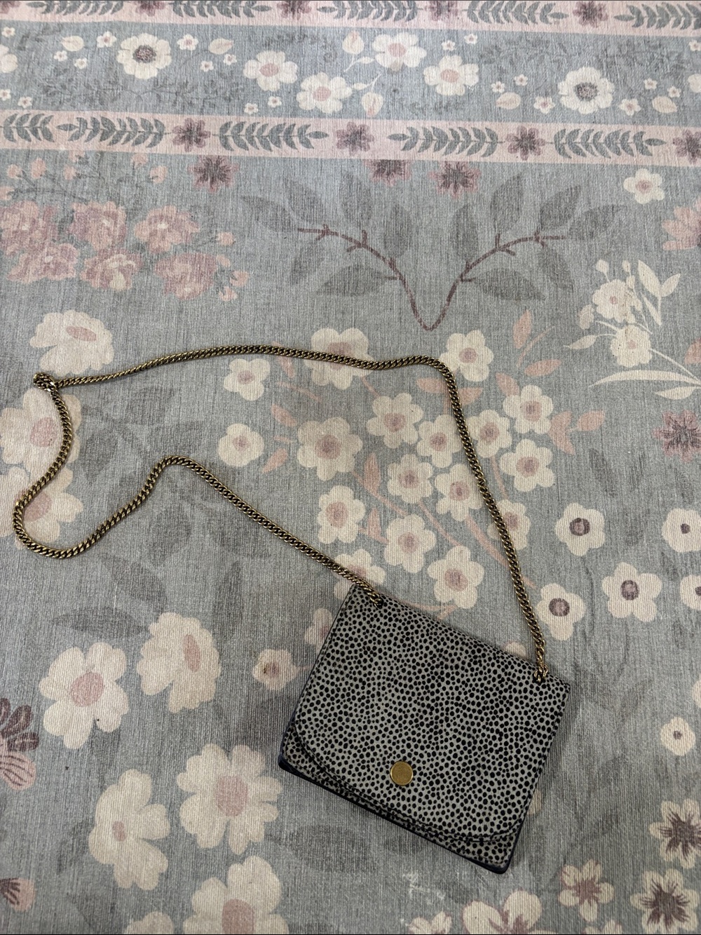 Madewell cheetah print crossbody bag with gold chain and gold hardware